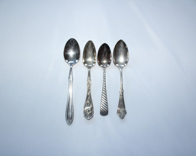 4 Misc Antique Silverplate Spoons Simpson Rogers Towle
