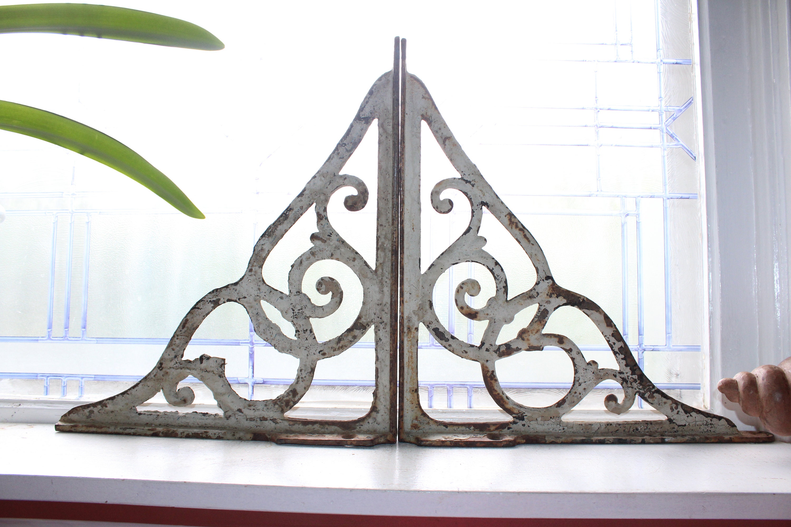 Antique Shelf Brackets Cast Iron Ornate Victorian Architectural Salvage