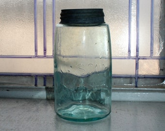 Antique Blue Mason Jar Quart Mason's Patent