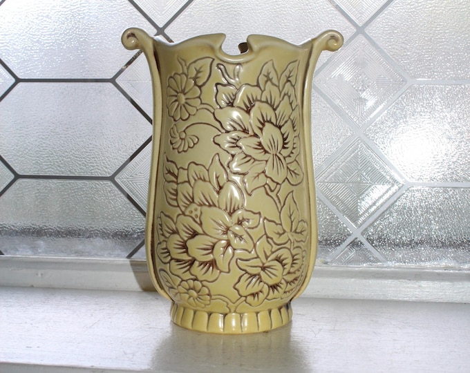 Mid Century Red Wing Pottery Yellow Vase 1950s 1182 Magnolia Line
