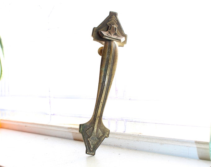 Large Antique Art Deco Door Handle Thumb Latch Action Push Button