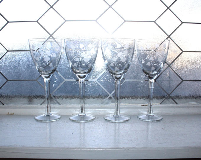 4 Vintage Toscany Wine Glasses Water Goblets TOY47