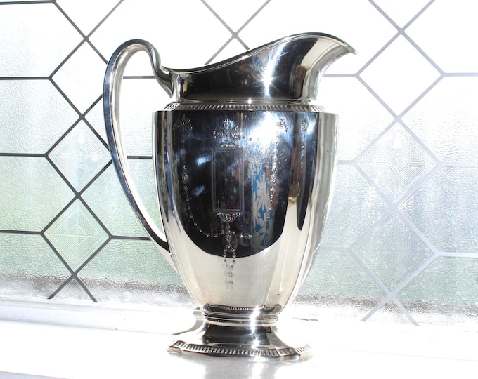 Antique Art Deco Silverplate Pitcher Adamesque Grosvenor Community Plate