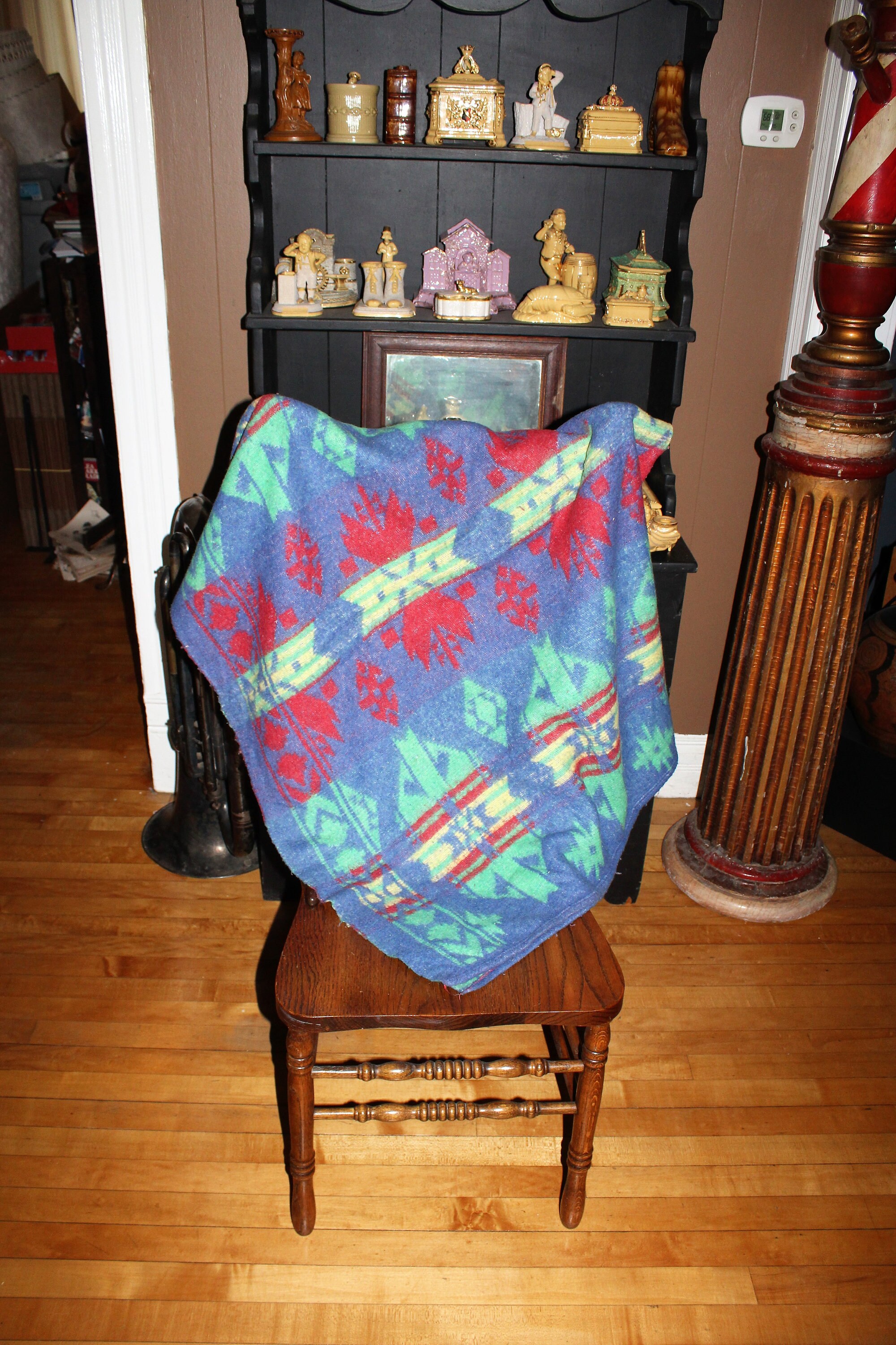 Vintage Cotton Camp Blanket Native American Indian Design