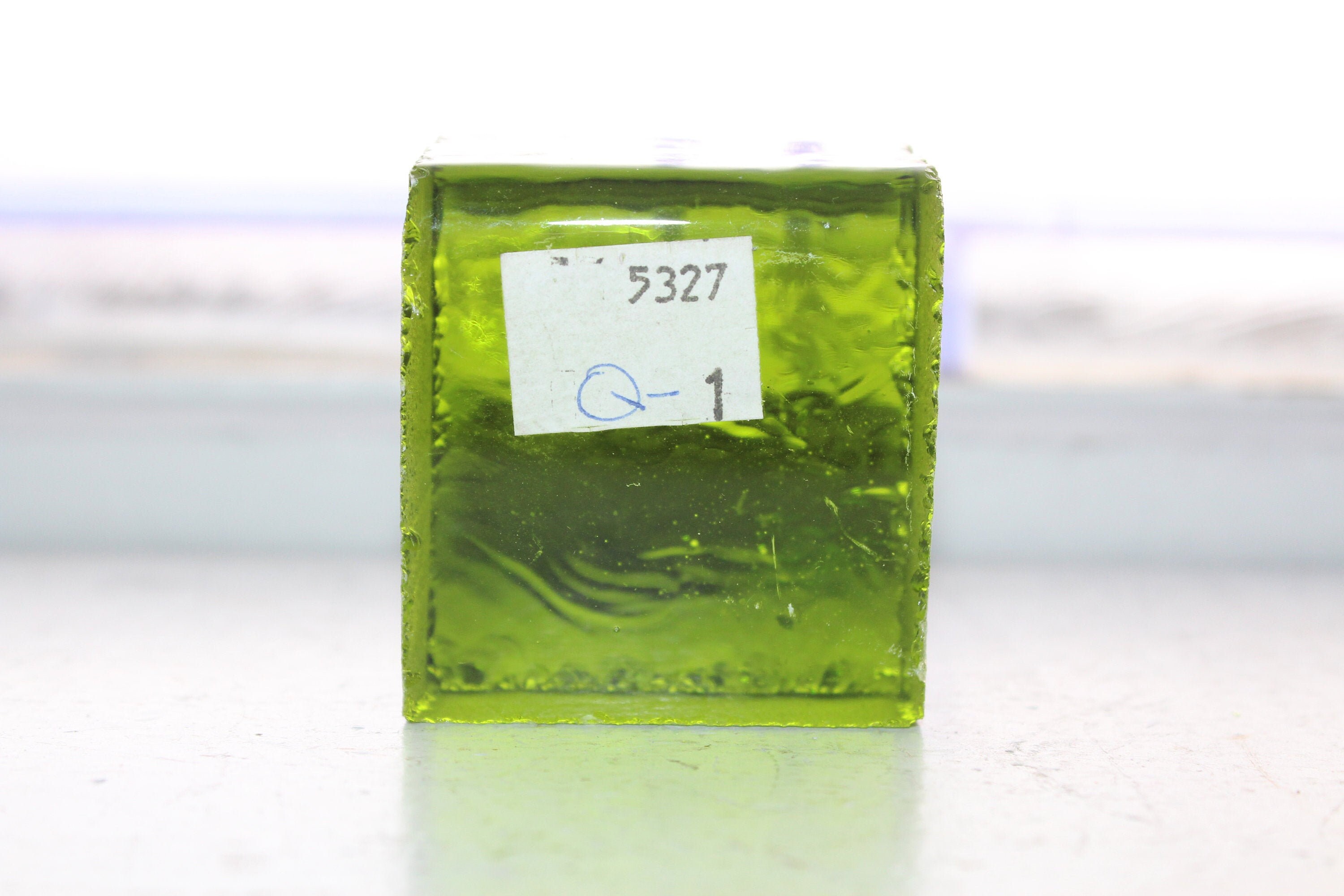 Vintage Blenko Glass Color Sample Block Paperweight Art Supply 5327 Q1
