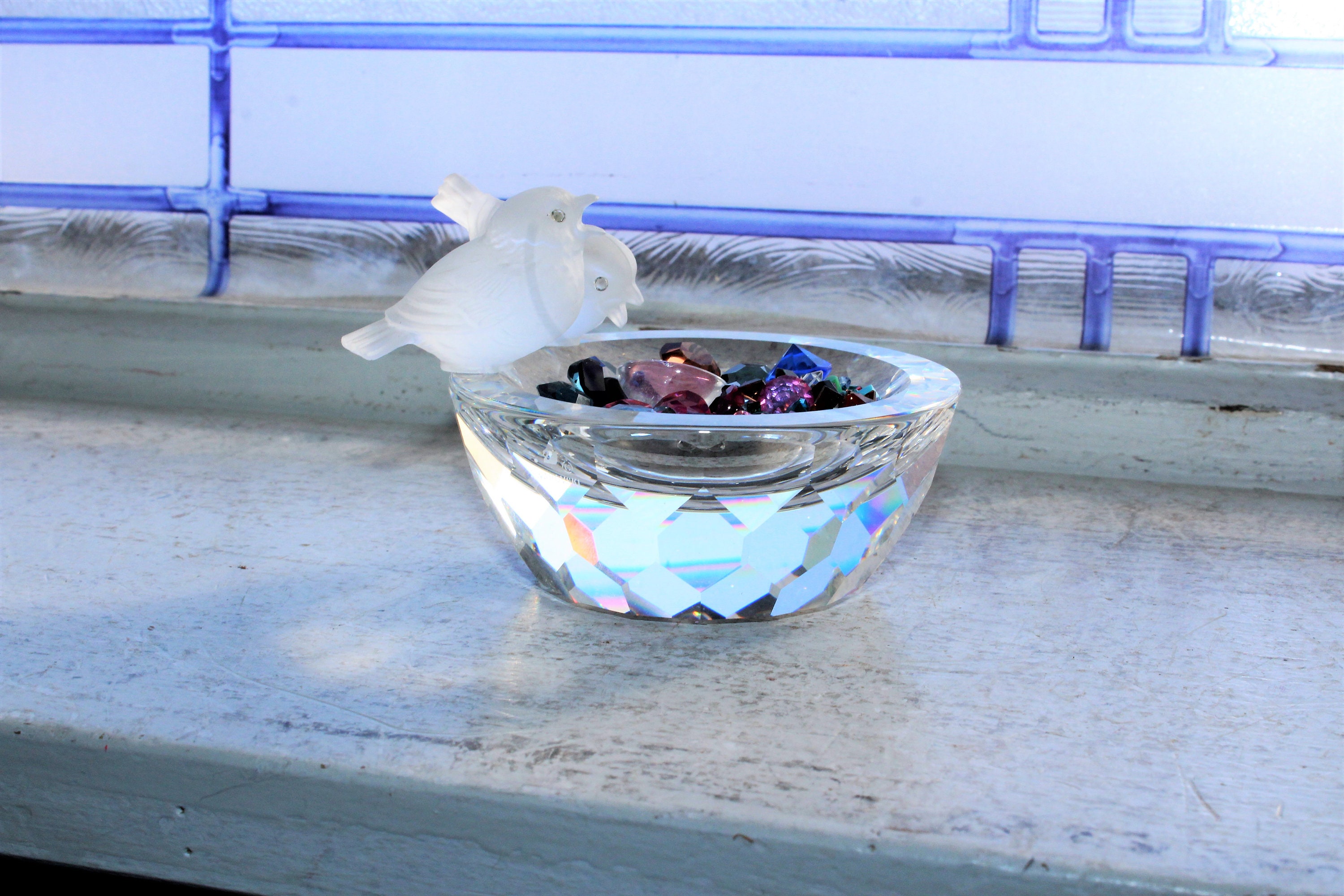 Swarovski Crystal Bird Bath with Original Box 10029