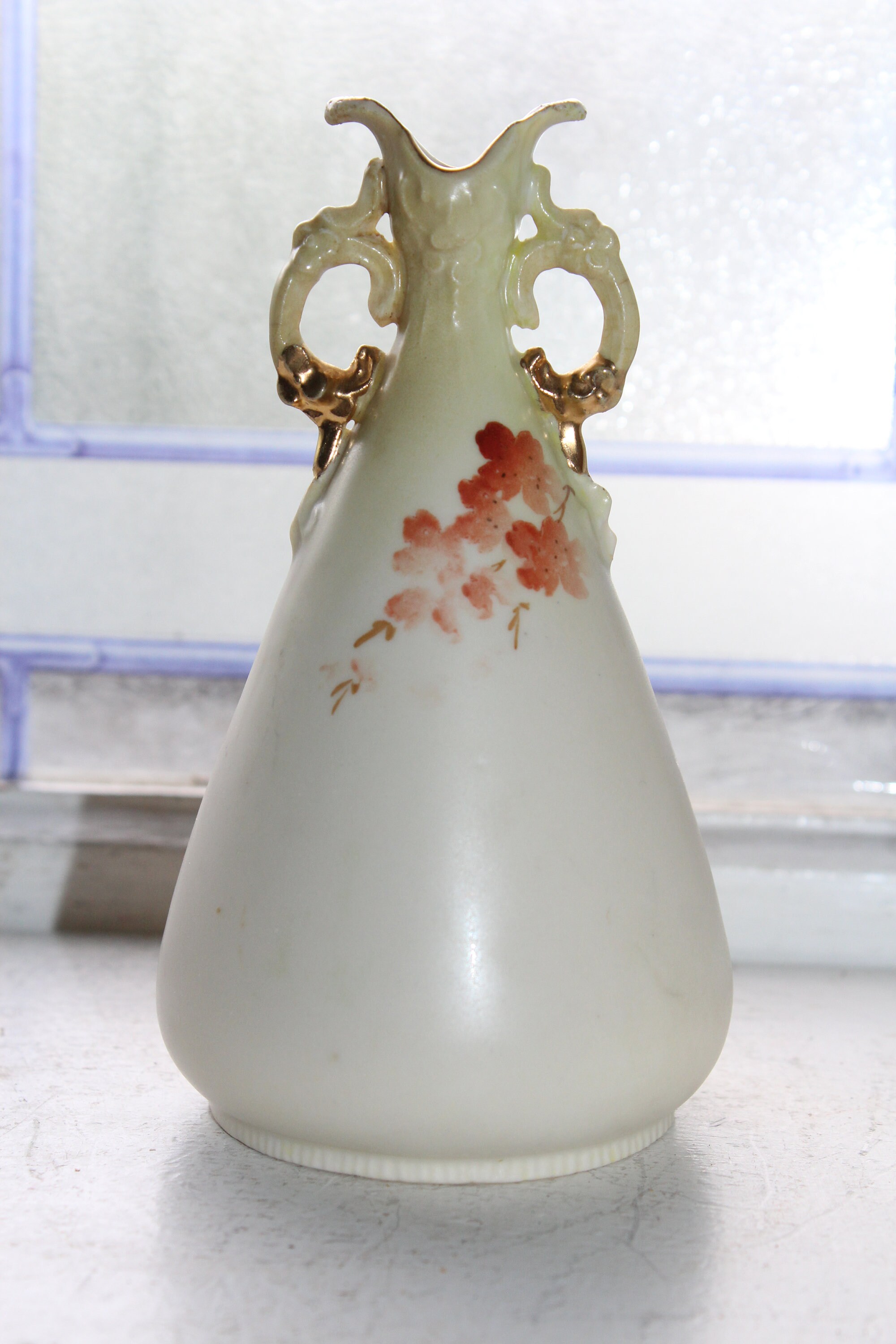 Antique Hand Painted European Porcelain Bud Vase Late 1800s