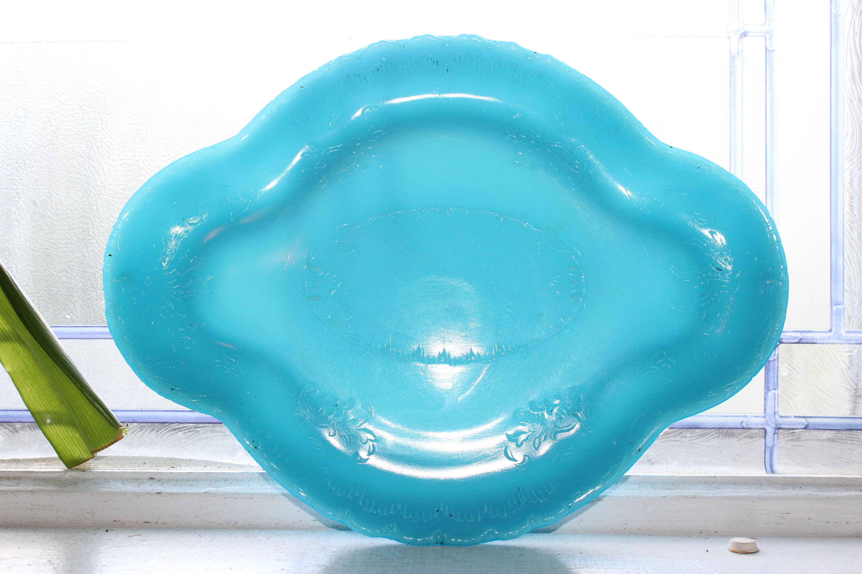 Blue Custard Glass Dresser Tray Antique Blue Milk Glass 1800s
