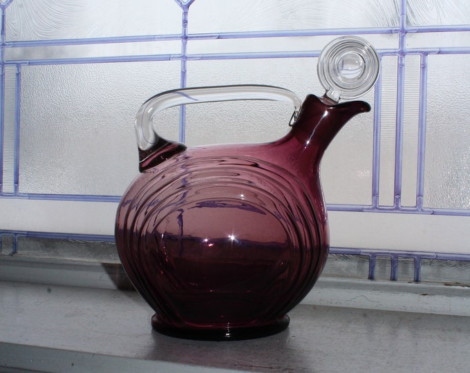 Vintage Cambridge Glass Amethyst Purple Nautilus Pitcher