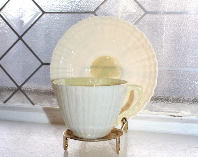 Belleek Limpet Cup and Saucer 6th Green Mark