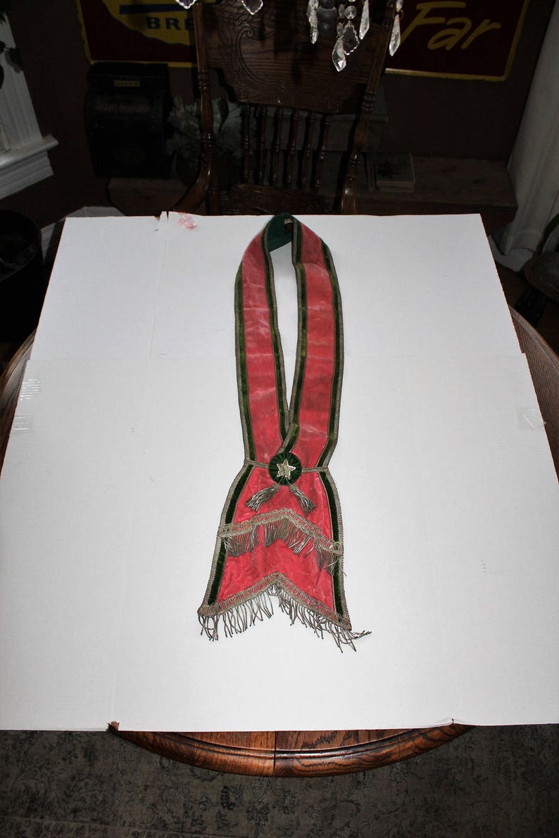 Antique Odd Fellows Sash Masonic Halloween Rennaissance Costume Rebekah