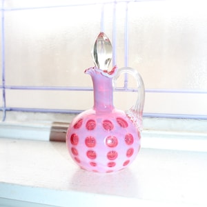 Vintage Fenton Cranberry Glass Coin Dot Cruet