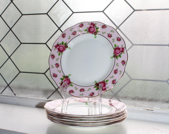 6 Royal Albert New Country Roses Pink Bread Plates