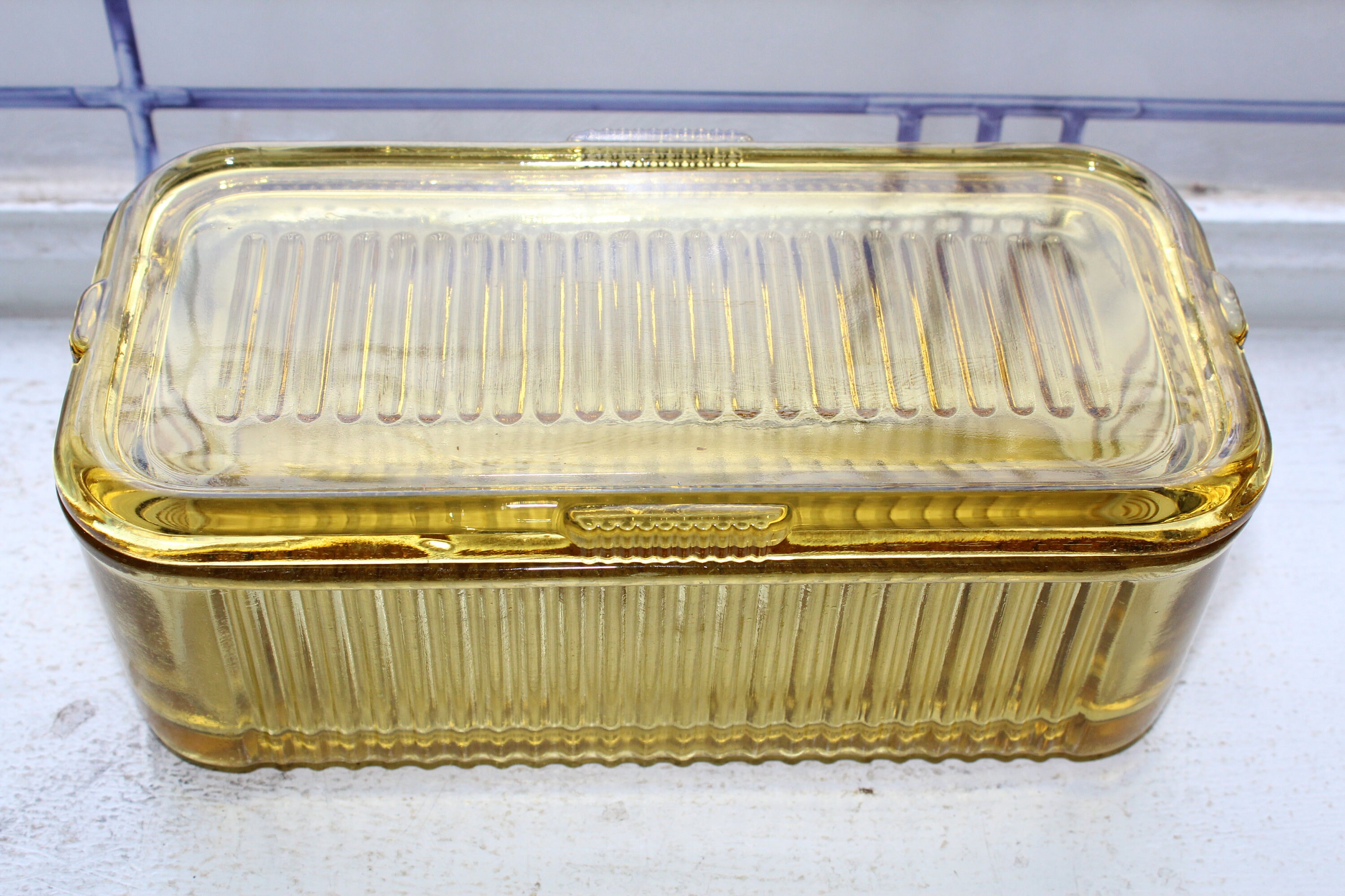 Amber Refrigerator Dish Vintage Federal Glass