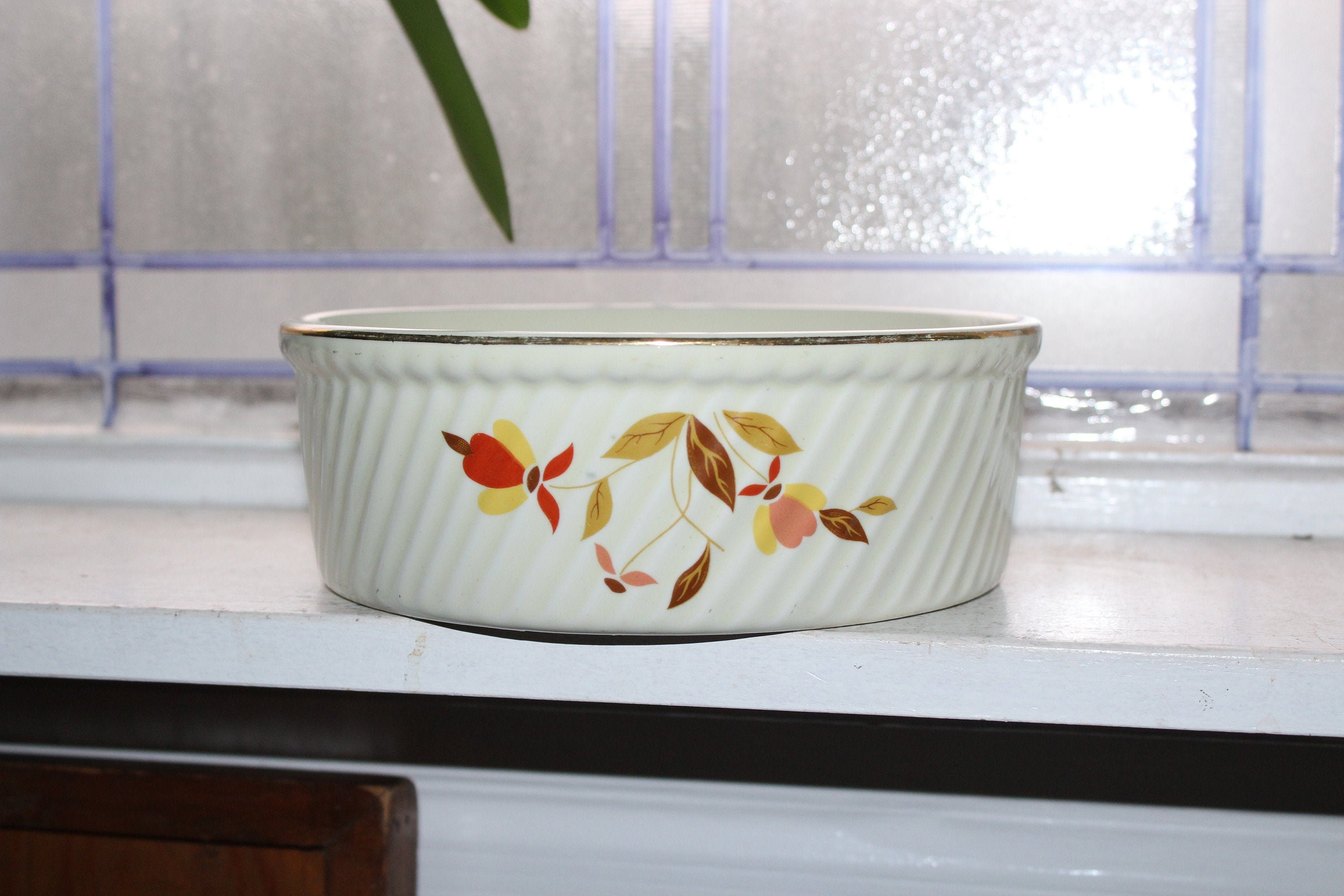 Hall China Autumn Leaf Casserole Dish Vintage 1950s