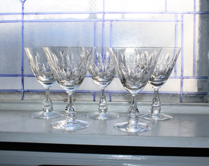 5 Vintage Gorham Crystal Wine Glasses