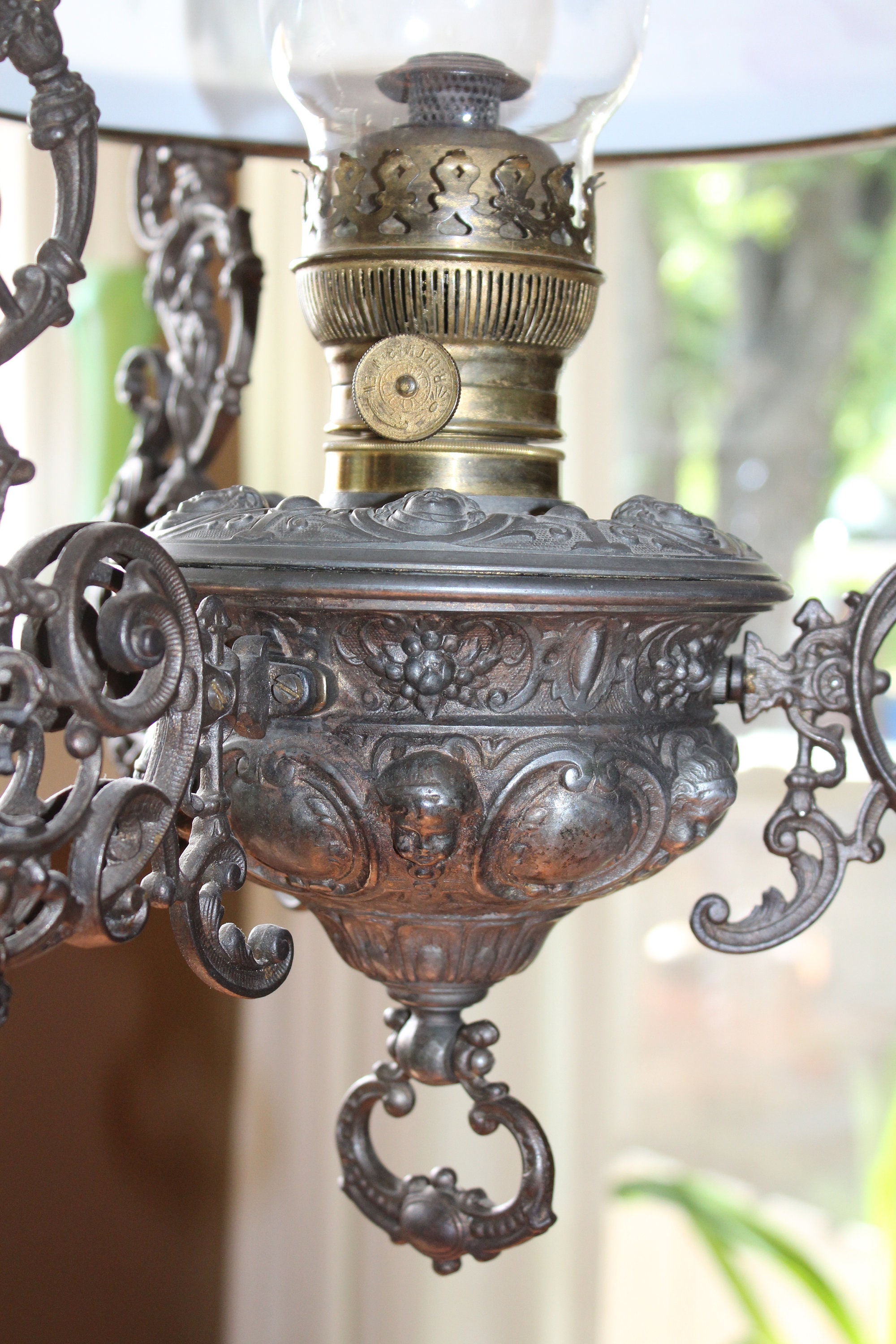 Antique Hanging Parlor Lamp Early 1900s Victorian Decor