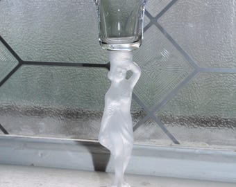 アールデコガラスキャンドルホルダー バイエル バカンテ フロステッド