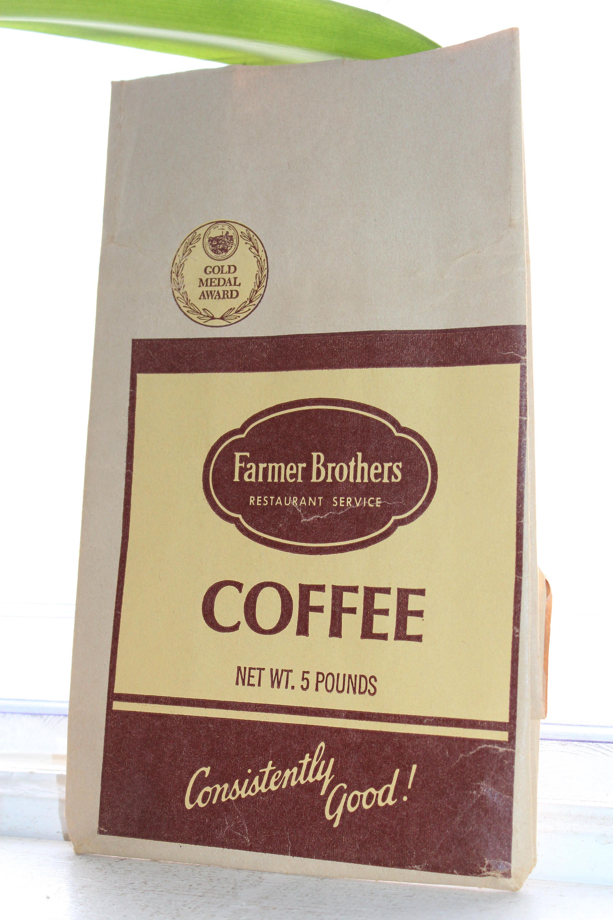 Vintage Coffee Bag Farmer Brothers 5 Lbs 1950s Kitchen Decor