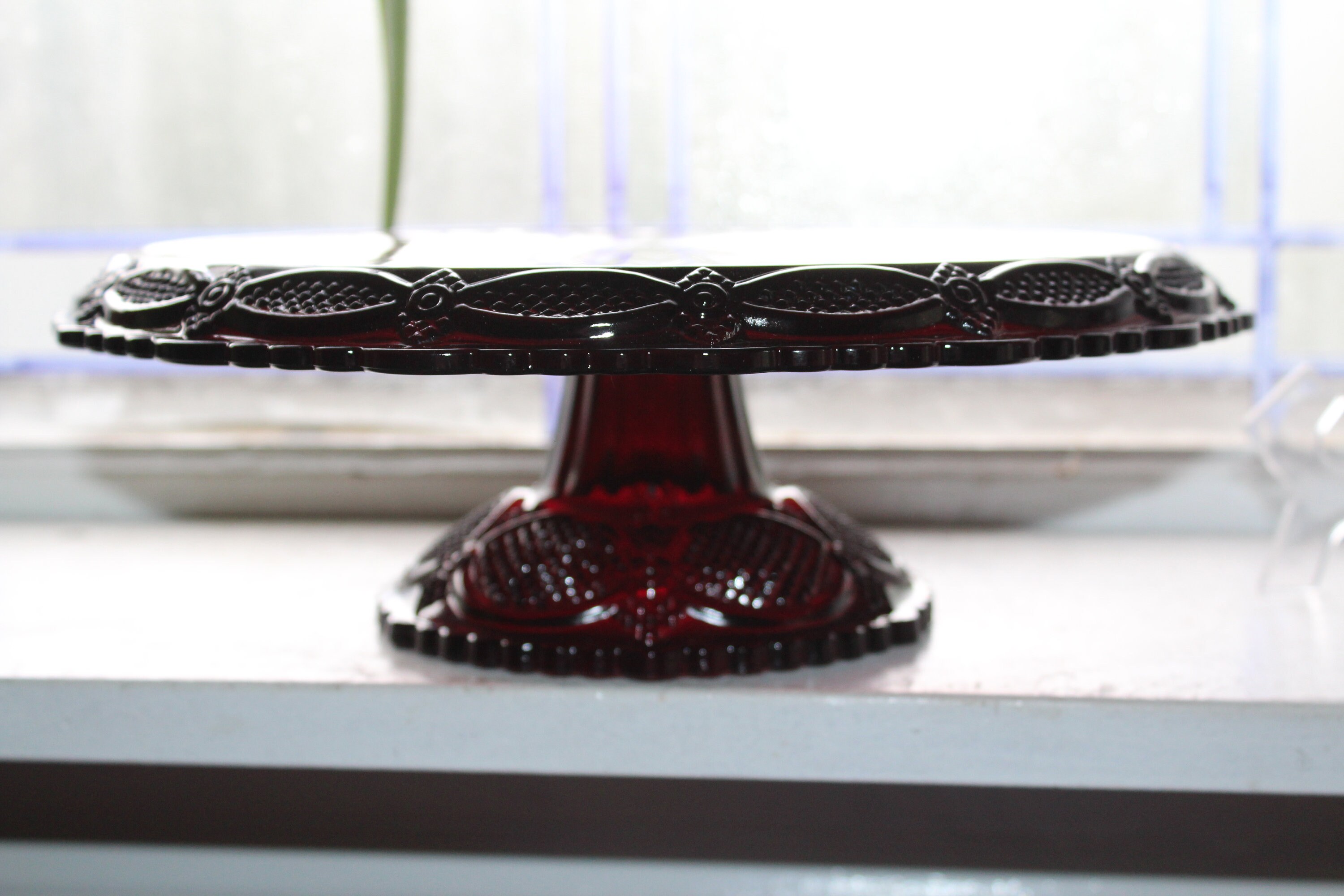 Ruby Red Avon Cape Cod Cake Stand Fostoria