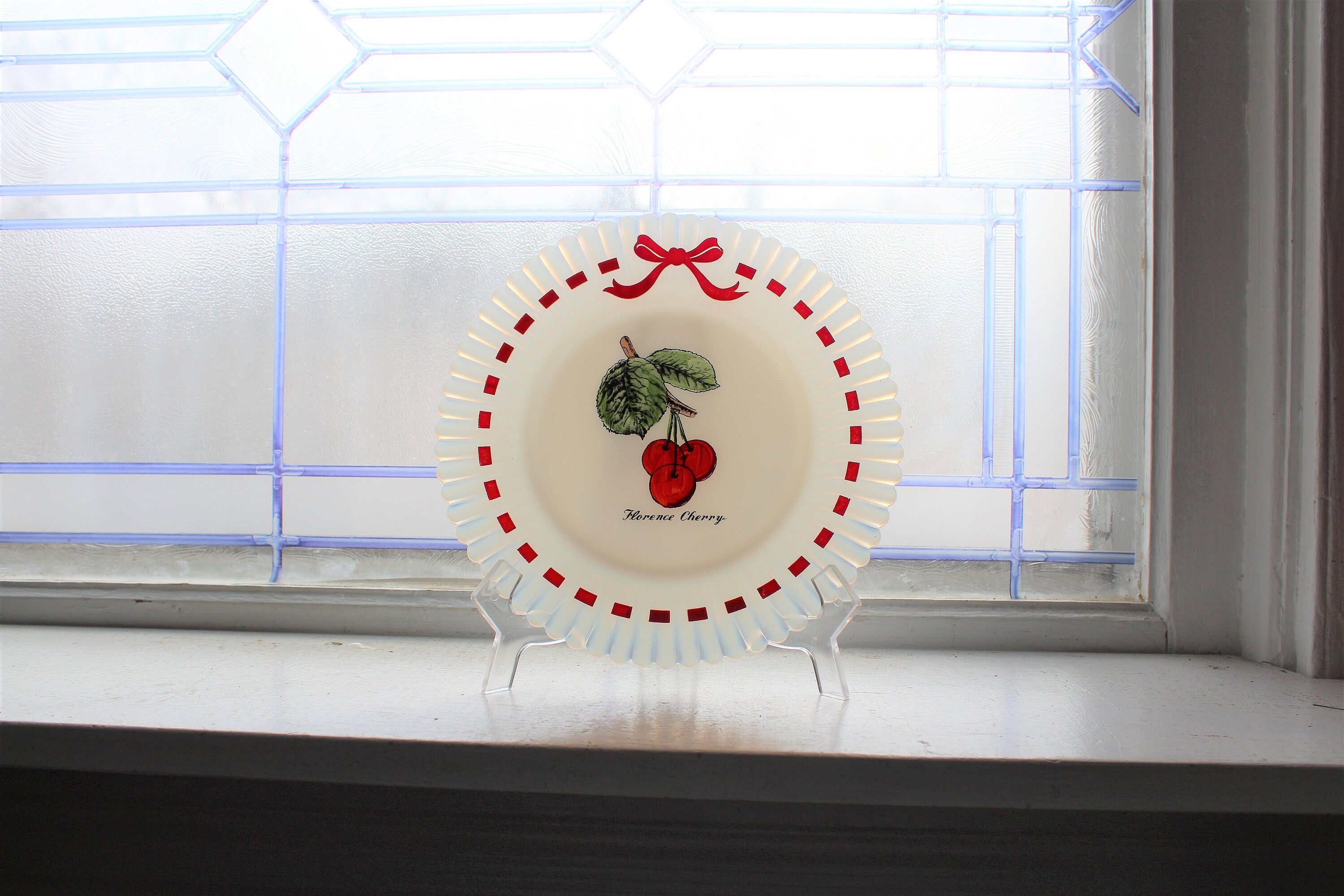 Petalware Fruit Plate Florence Cherry Vintage 1930s Depression Glass