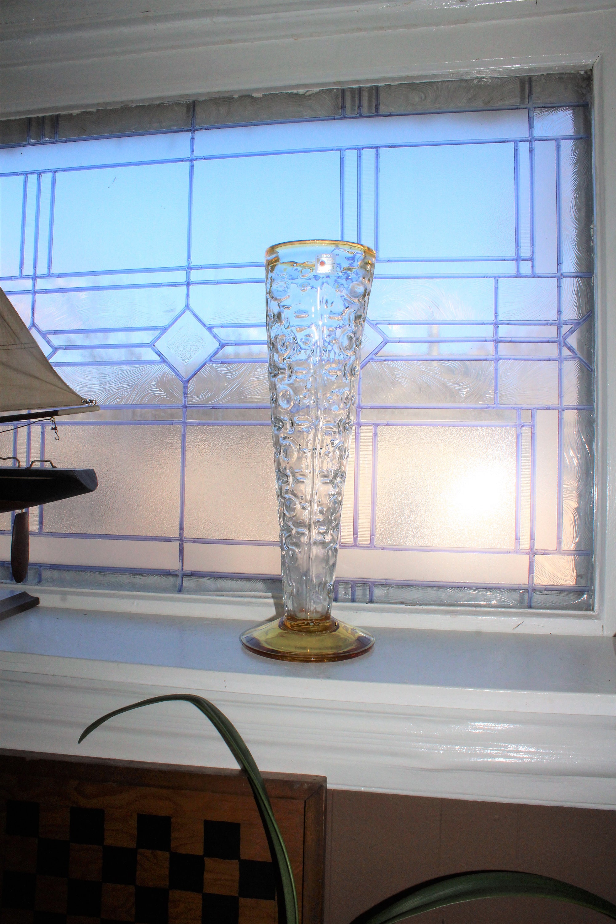 Large Vintage Blenko Glass Vase Hank Adams Design 9426 1993