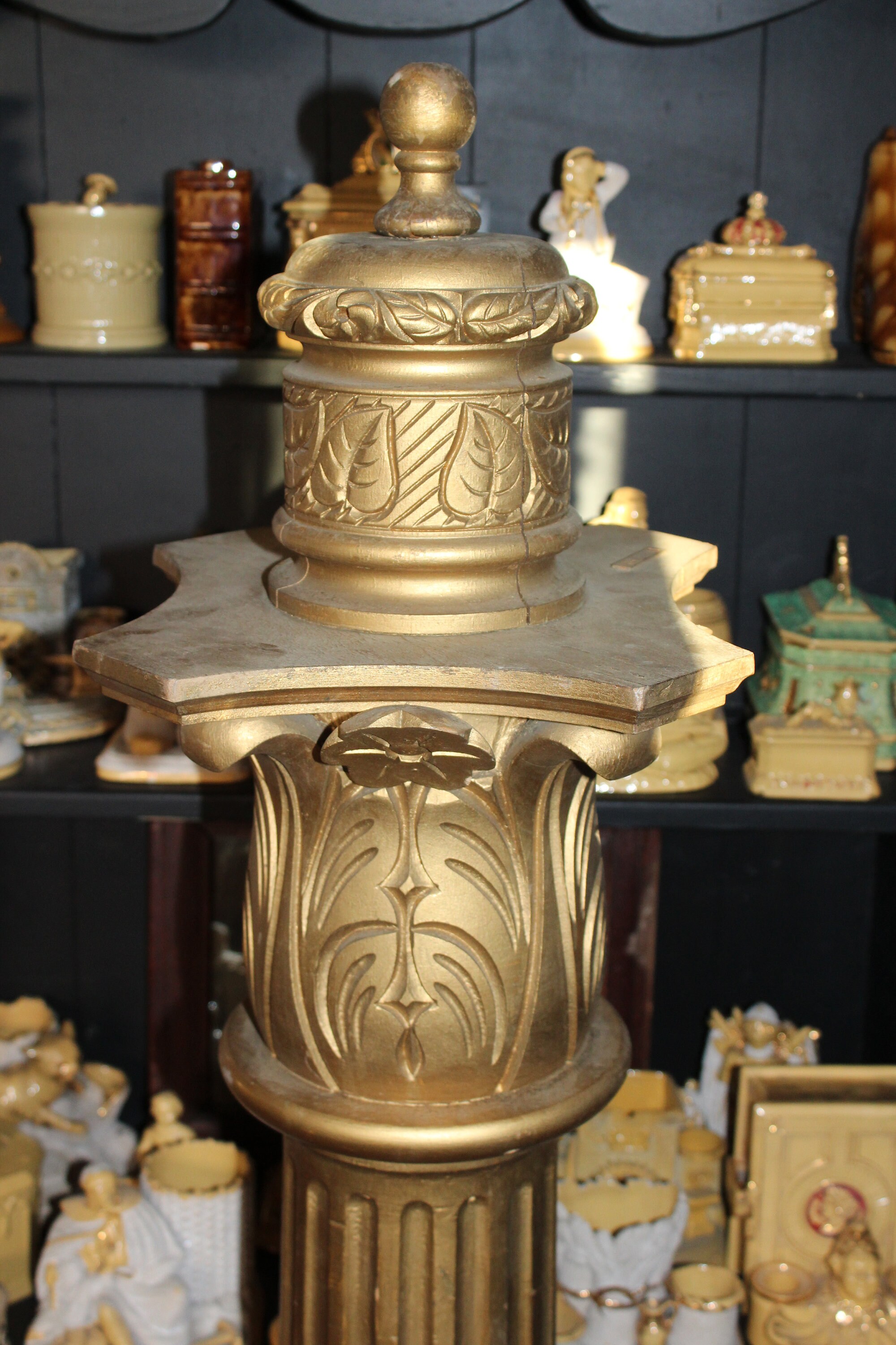 Antique Masonic Temple Large Wooden Pillar Column 61