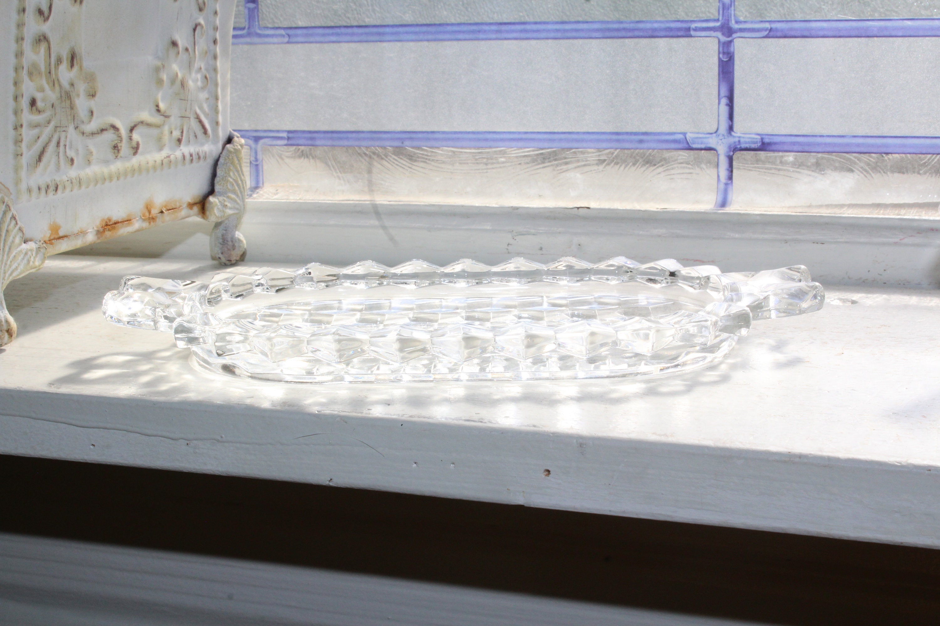 Fostoria Glass American Creamer and Sugar Tray