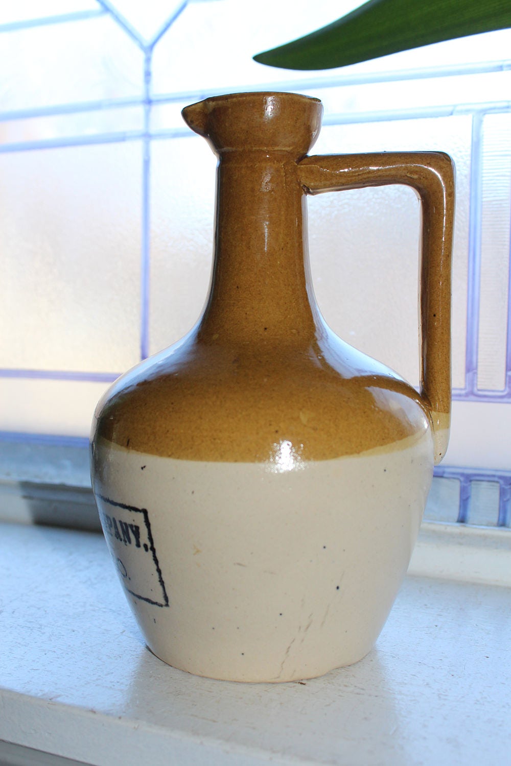 Vintage Stoneware Crock Jug Armour and Company Chicago Brown and White