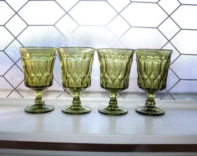 4 1970s Glass Iced Tea Tumblers Goblets Noritake Perspective