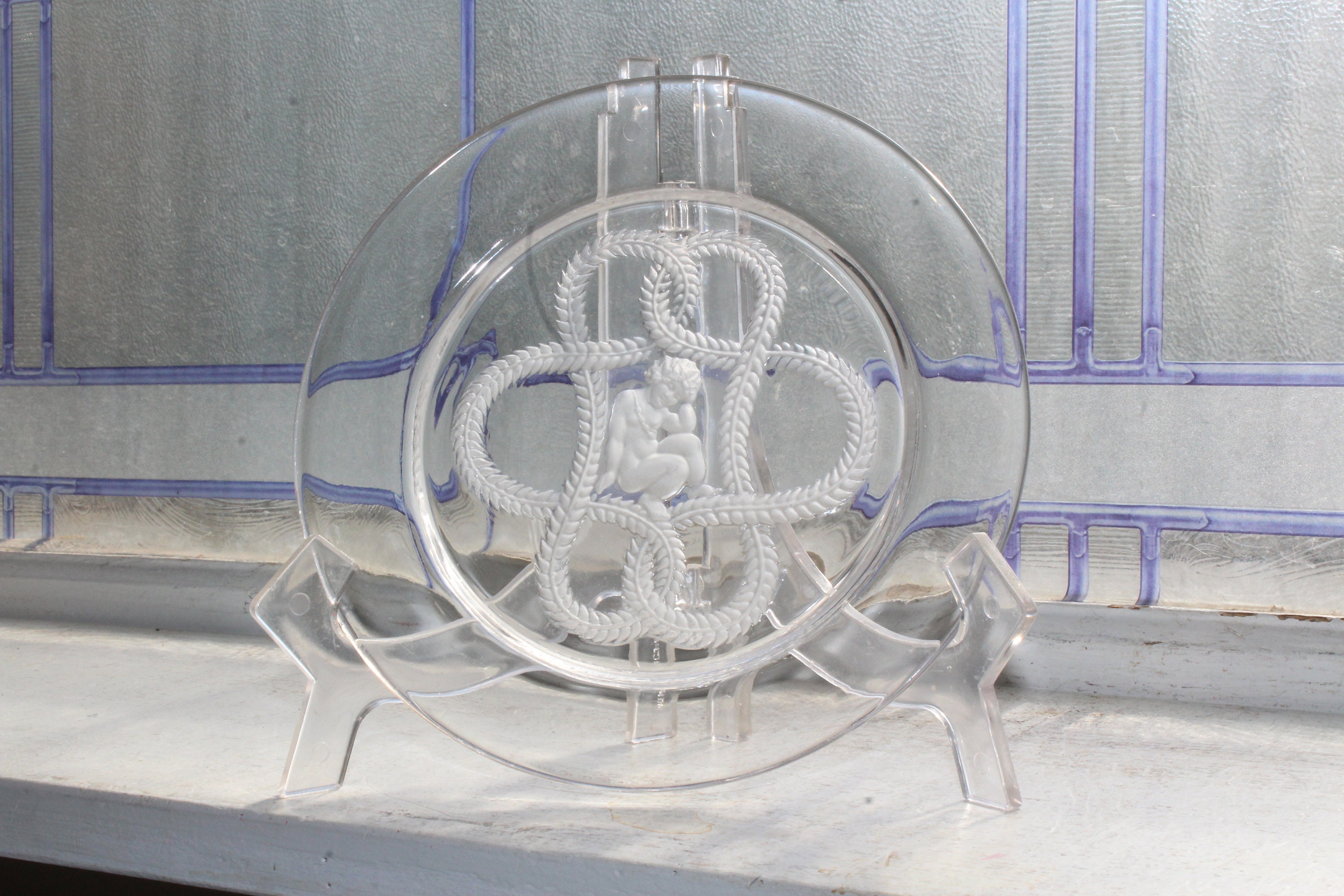 Vintage Lalique Crystal Cherub Plate