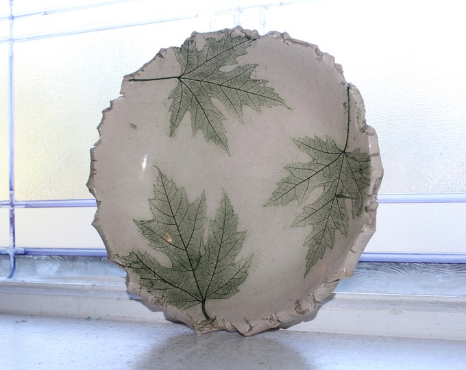 Nemadji Forest Impressions Bowl Vintage Maple Leaf Pottery