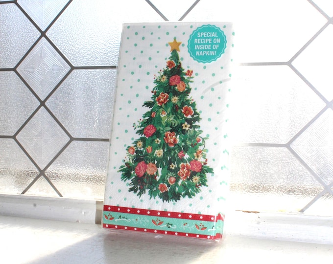 Pioneer Woman Christmas Tree Paper Napkins with Recipe 24 Count 3 Ply