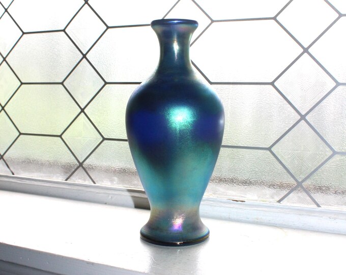 Fenton Favrene Blue Monet Vase Vintage 1997