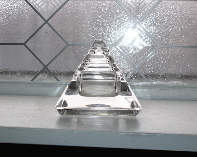 Vintage Colle Crystal Pyramid Art Glass Trinket Box Made In Italy