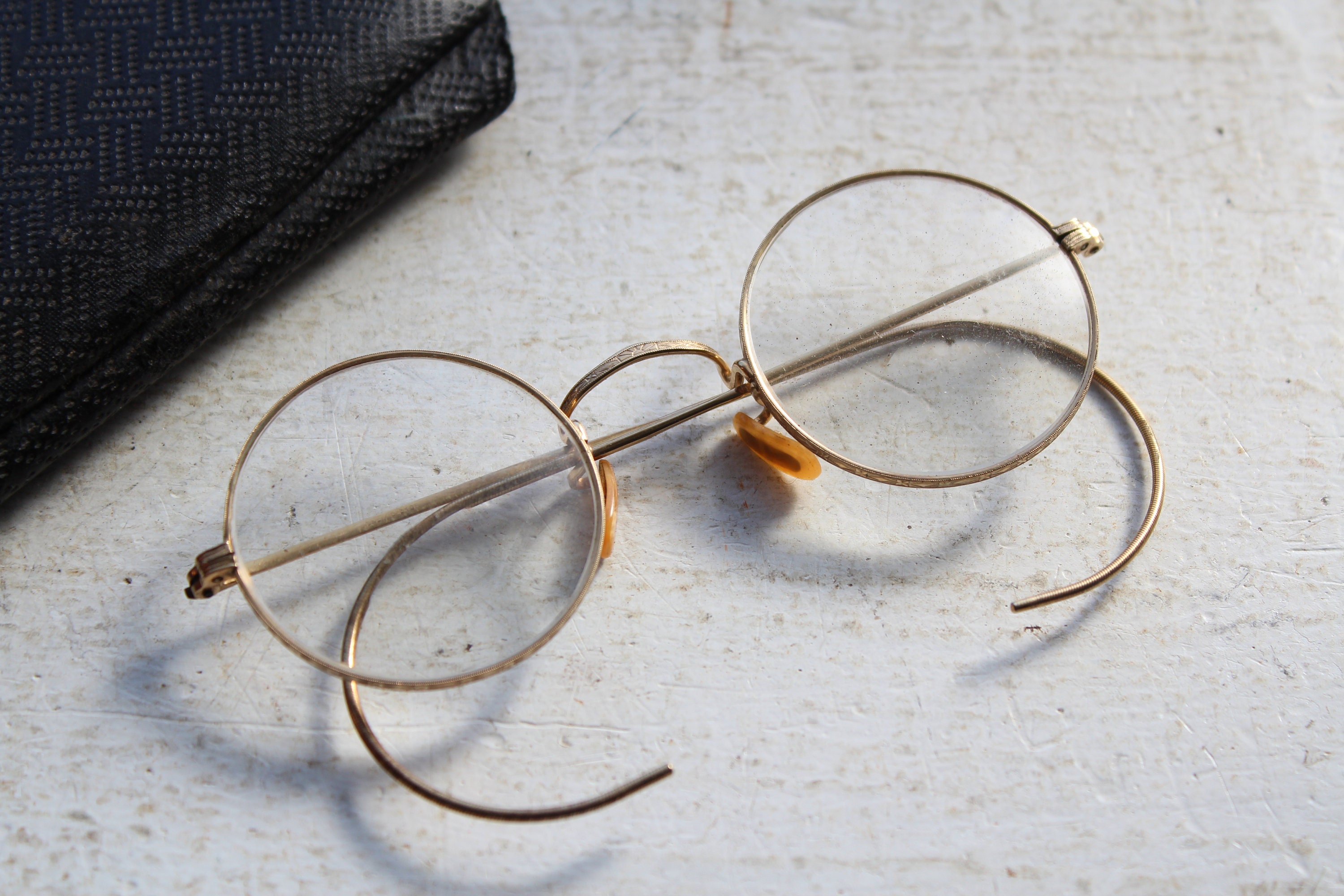 Antique Eye Glasses with Case 12 Karat Gold Filled Bausch & Lomb