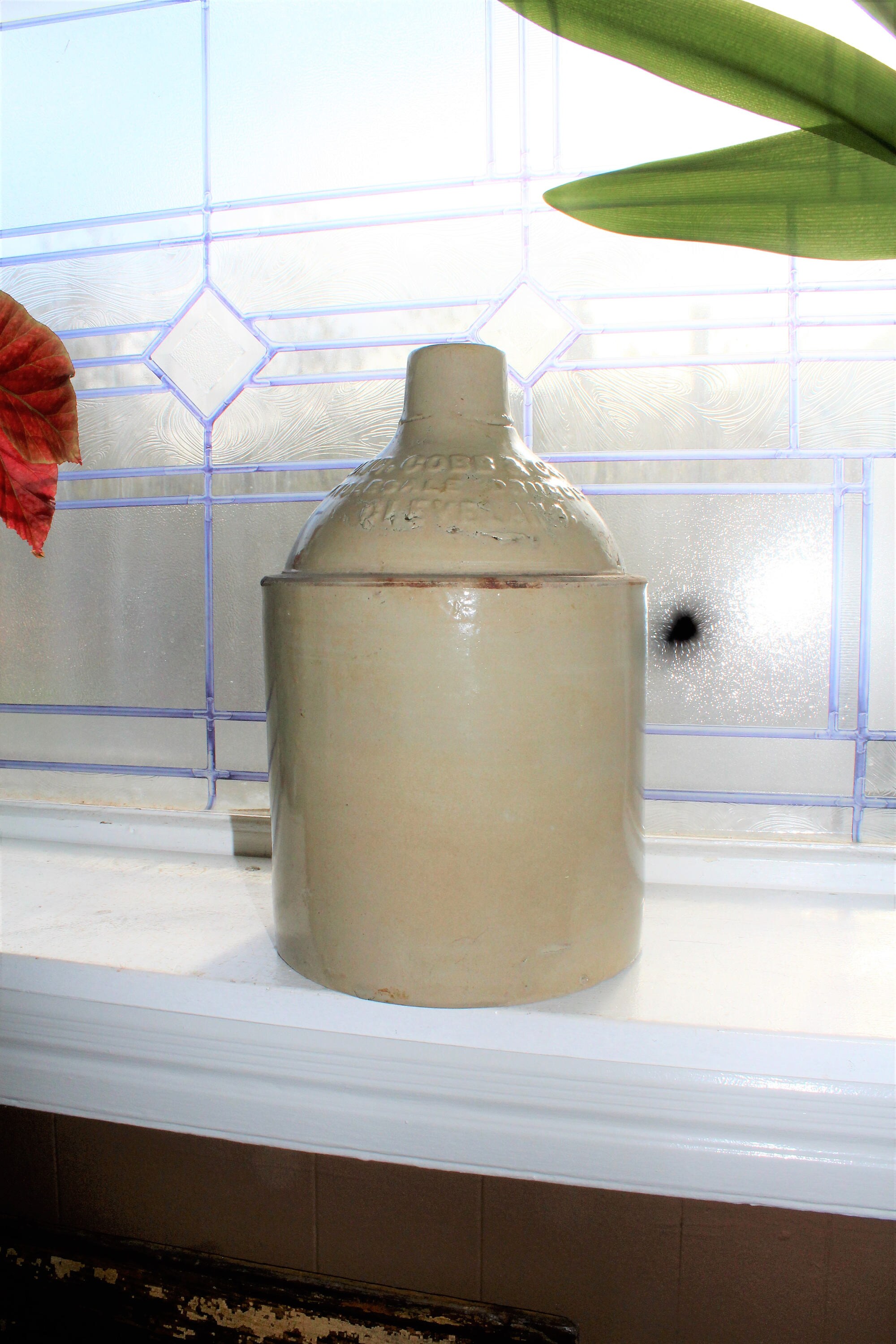 Antique Stoneware Jug Strong Cobb & Co Cleveland Ohio Rustic Farmhouse