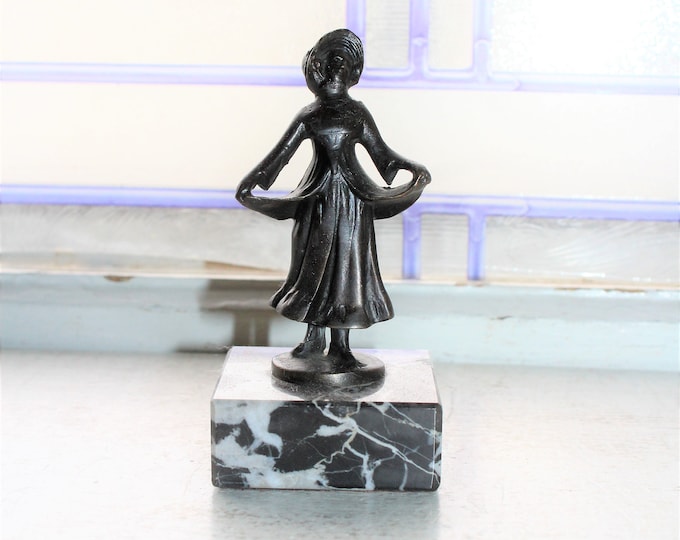 Victorian Woman Figurine Pewter and Marble