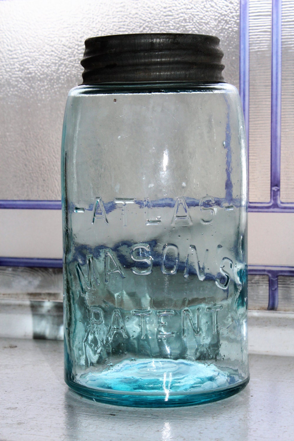 Vintage Blue Canning Jar Atlas Mason's Patent Quart