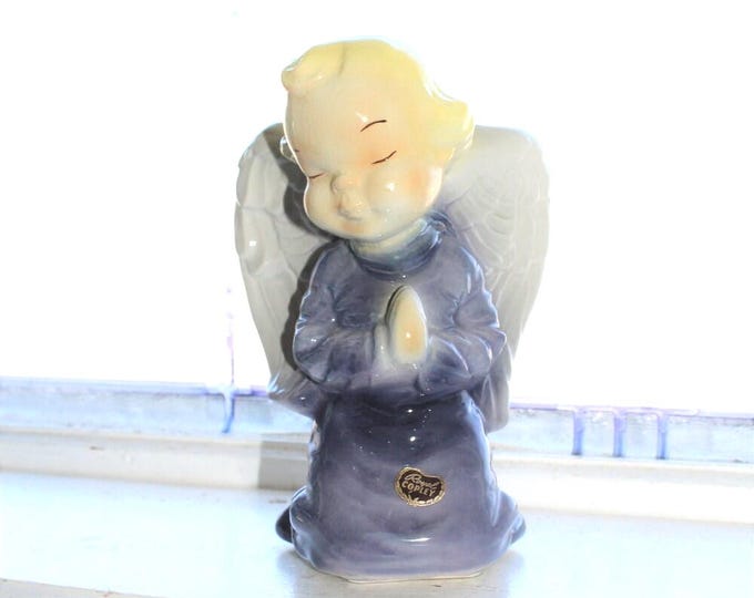 Royal Copley Blue Angel Planter Wall Pocket Vintage 1950s