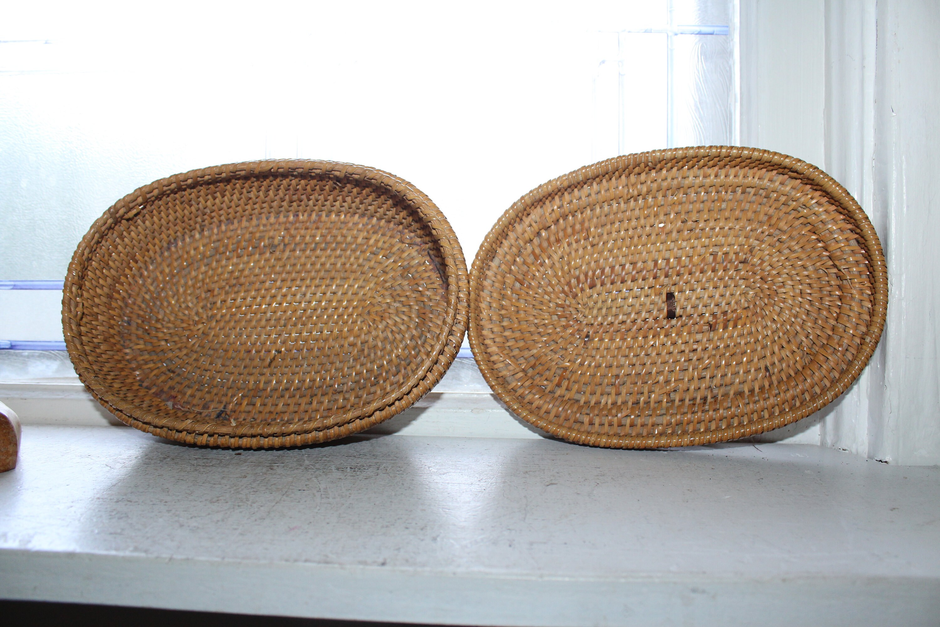 Finely Made Antique Wicker Sewing Basket with Lid