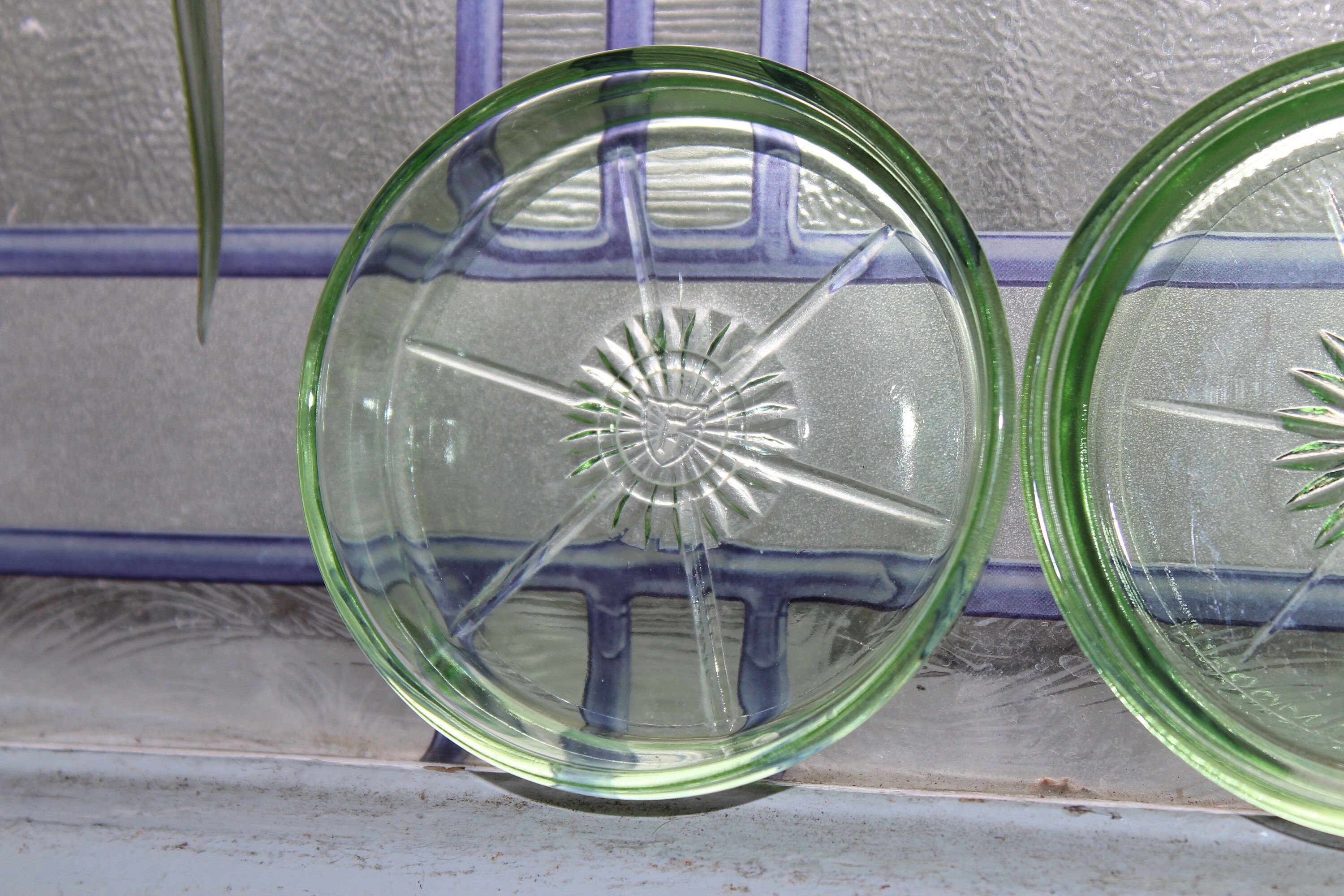 2 Green Depression Glass Coasters Federal Glass Vintage 1930s