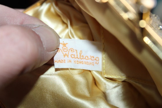 Vintage Walborg Rhinestone Studded Gold Lame Even… - image 5