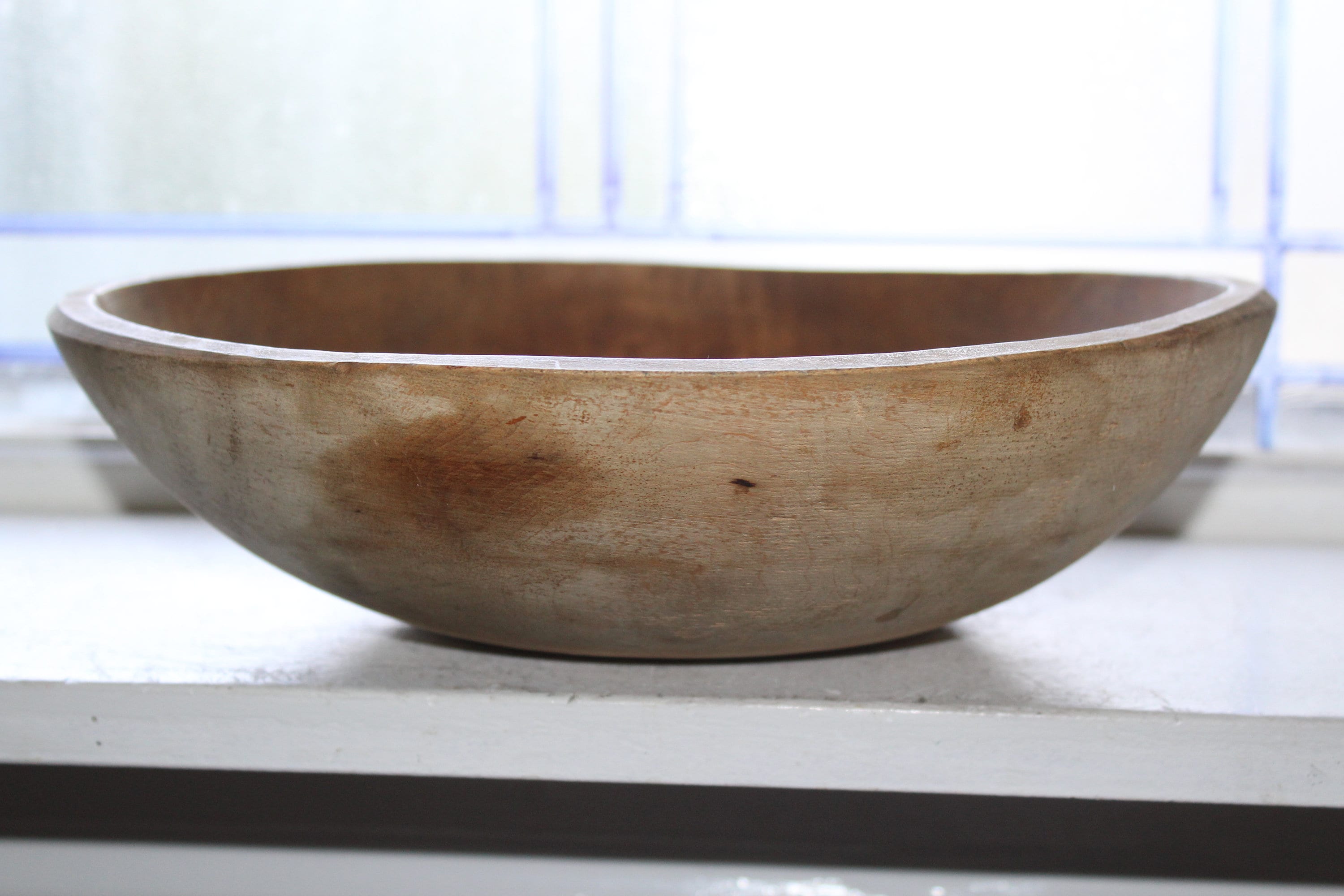Large Primitive Wooden Bowl 11 Antique Late 1800s