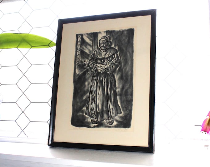 Vintage Ivan Albright Lithograph Monk Follow Me Artist Signed Ltd Edition