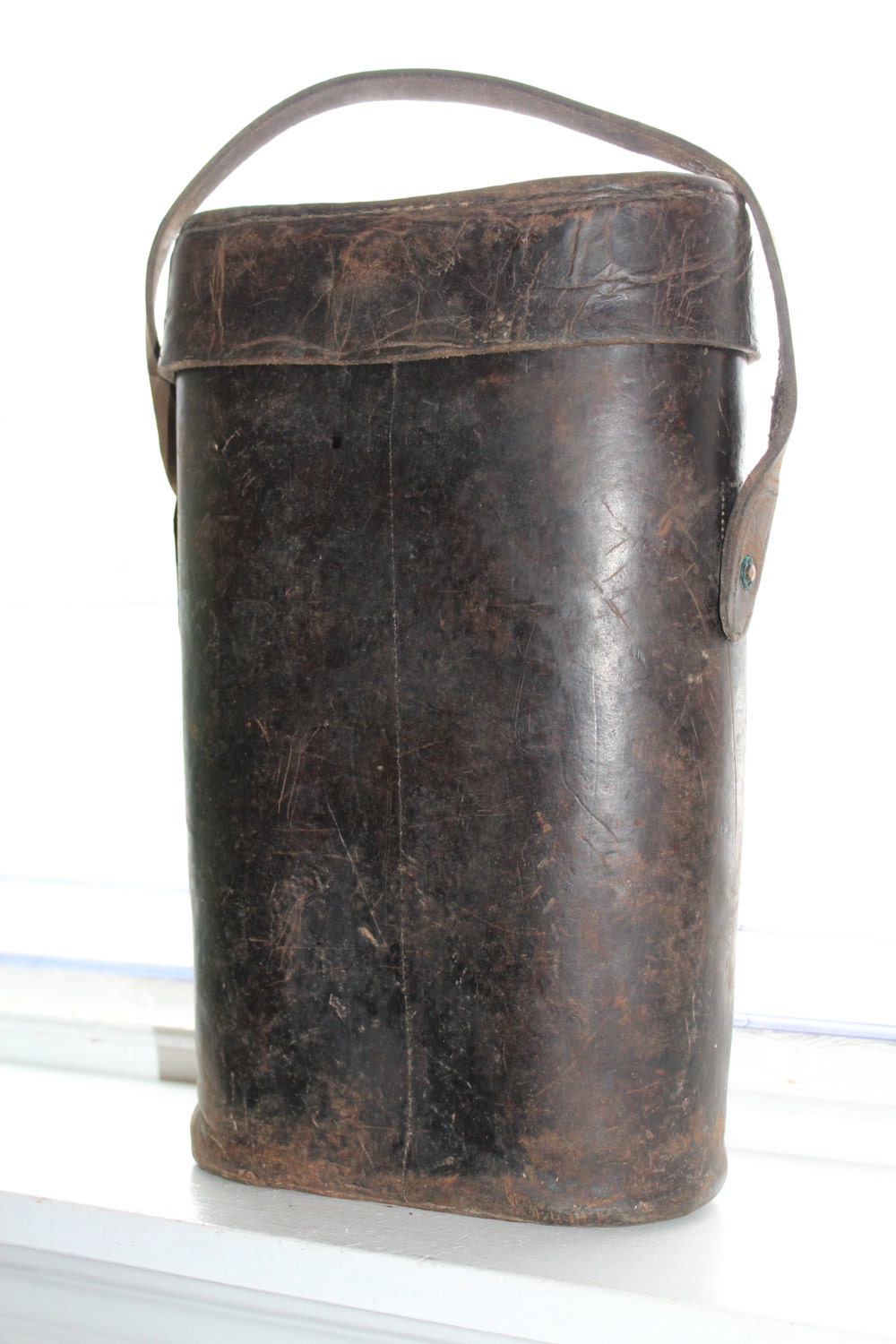 Antique Leather Case Wine Bottle Carrier 1800s