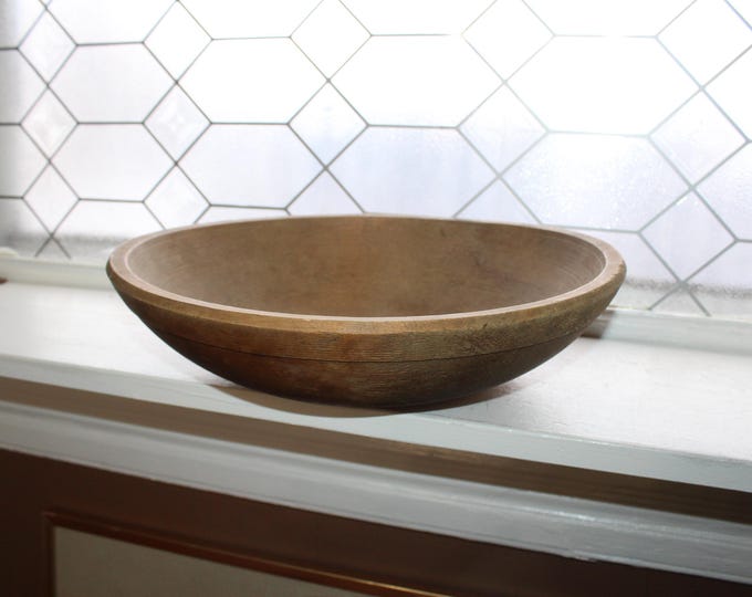 Large Wood Bowl 1800s Farmhouse Decor 13" Dough Bowl
