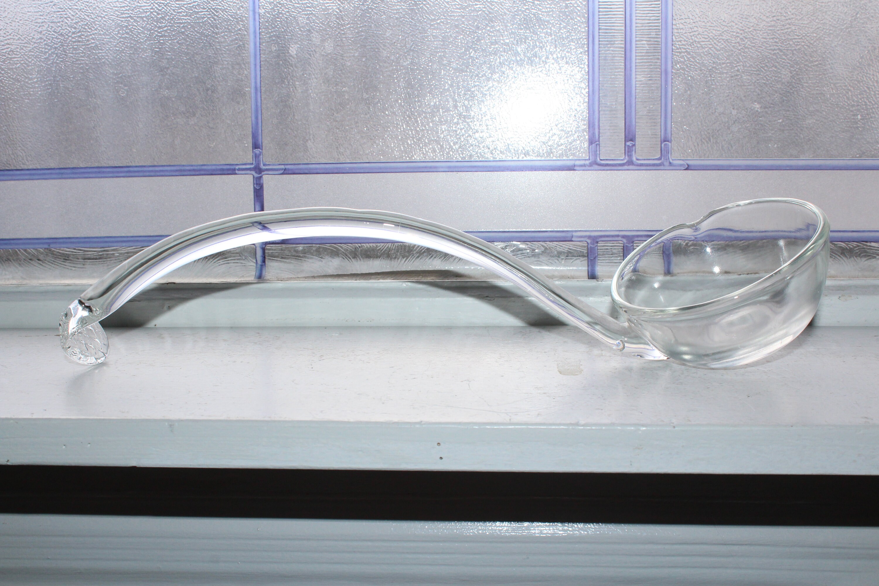 Large Vintage Glass Punch Bowl Ladle