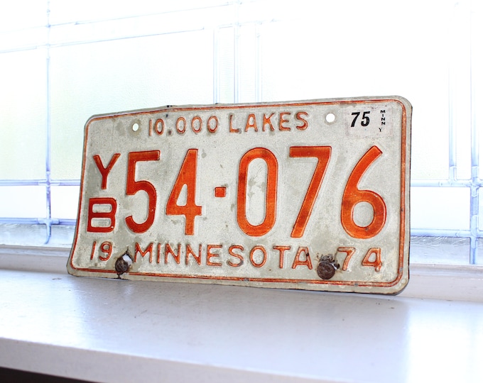 Vintage 1974 Minnesota License Plate Man Cave Decor