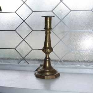 Antique Early 19th Century Brass Push Up Candlestick Farmhouse Decor